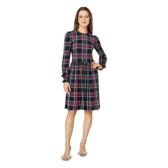 Draper James Kitty Dress Size S Georgia Plaid Belle Meade Black NWT - Picture 2 of 14